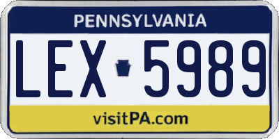 PA license plate LEX5989