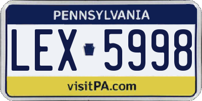 PA license plate LEX5998