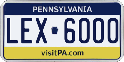 PA license plate LEX6000