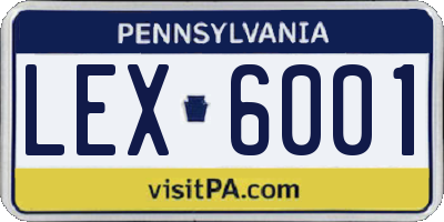 PA license plate LEX6001