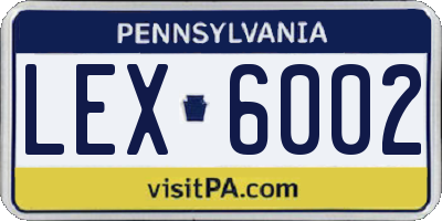 PA license plate LEX6002