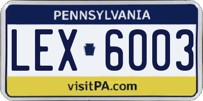 PA license plate LEX6003