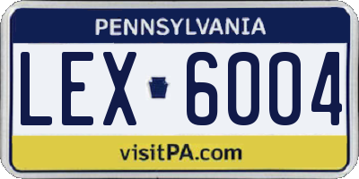 PA license plate LEX6004