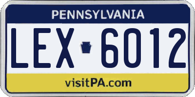 PA license plate LEX6012
