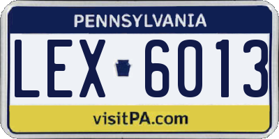 PA license plate LEX6013
