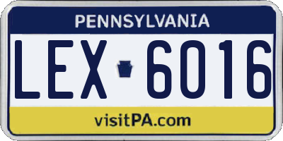 PA license plate LEX6016