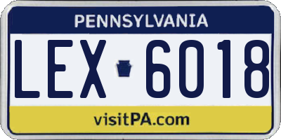 PA license plate LEX6018