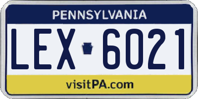 PA license plate LEX6021