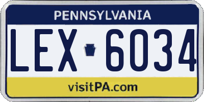 PA license plate LEX6034