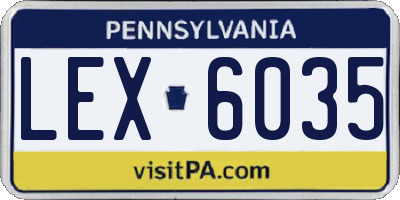 PA license plate LEX6035