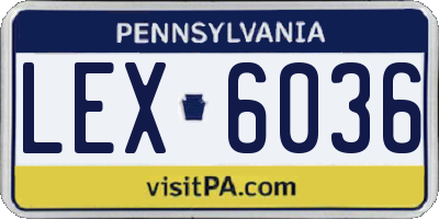 PA license plate LEX6036