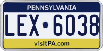 PA license plate LEX6038
