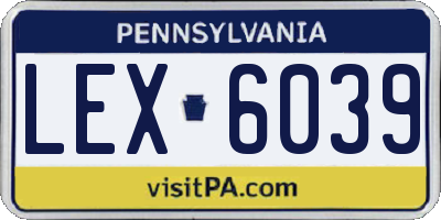 PA license plate LEX6039