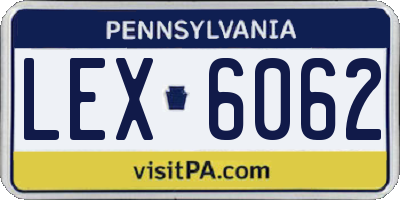 PA license plate LEX6062
