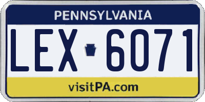 PA license plate LEX6071