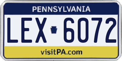 PA license plate LEX6072