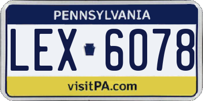 PA license plate LEX6078