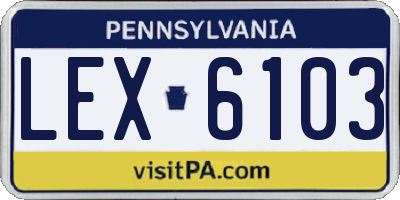 PA license plate LEX6103