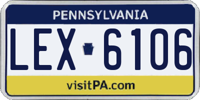 PA license plate LEX6106