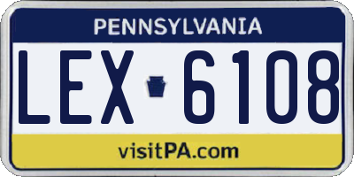 PA license plate LEX6108