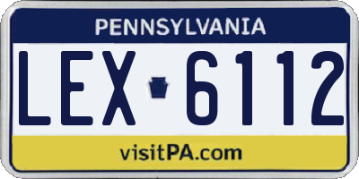 PA license plate LEX6112