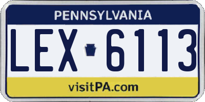 PA license plate LEX6113