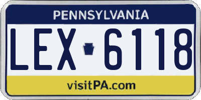 PA license plate LEX6118
