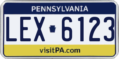 PA license plate LEX6123