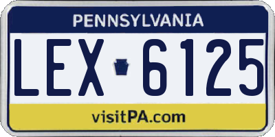 PA license plate LEX6125