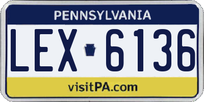 PA license plate LEX6136