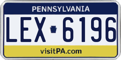 PA license plate LEX6196