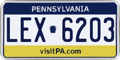 PA license plate LEX6203