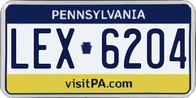 PA license plate LEX6204