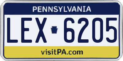 PA license plate LEX6205
