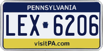 PA license plate LEX6206