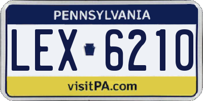 PA license plate LEX6210