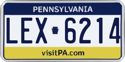 PA license plate LEX6214