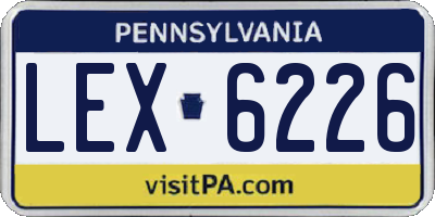 PA license plate LEX6226