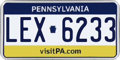 PA license plate LEX6233