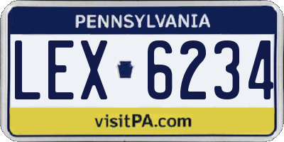 PA license plate LEX6234