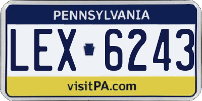 PA license plate LEX6243
