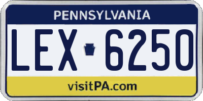 PA license plate LEX6250
