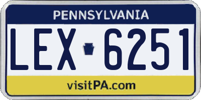 PA license plate LEX6251