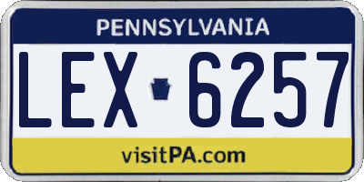 PA license plate LEX6257