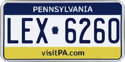 PA license plate LEX6260
