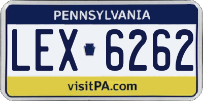 PA license plate LEX6262