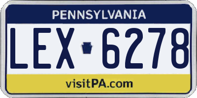 PA license plate LEX6278