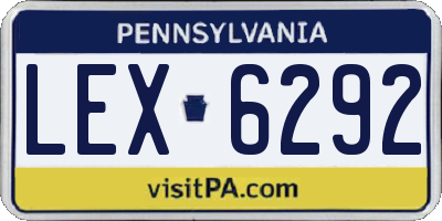 PA license plate LEX6292