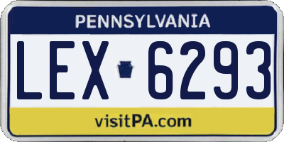 PA license plate LEX6293
