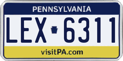 PA license plate LEX6311